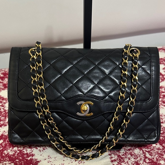 CHANEL Handbags - CHANEL Vintage 2-Toned CC Double Flap Bag Quilted Lamb Skin